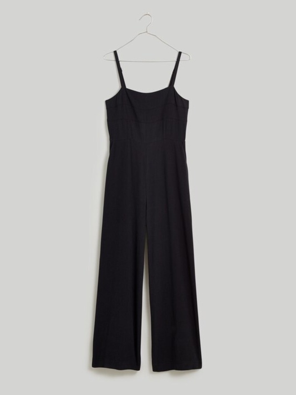 Madewell Square-Neck Wide-Leg Sleeveless Jumpsuit in black